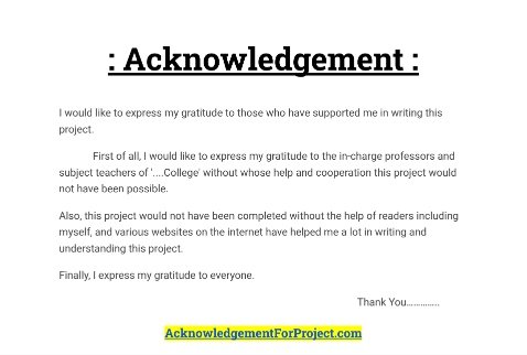 Acknowledgement For Project